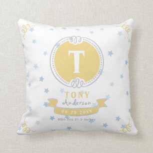Blue star personalized baby pillow keepsake