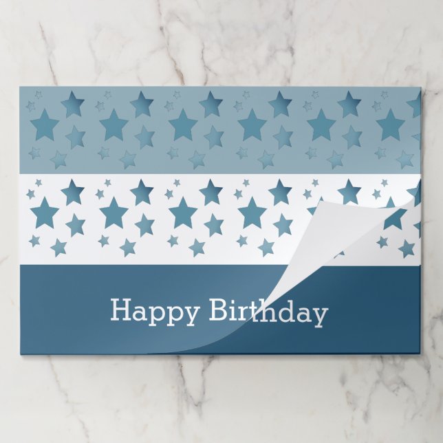Blue Star Print Happy Birthday Paper Placemat Set (Folded)