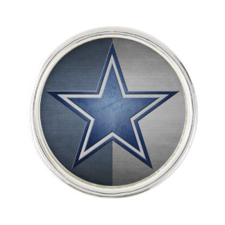 Blue Star Round Lapel Pin, Silver Plated Pin