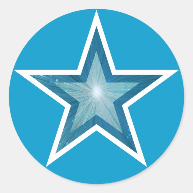 Blue Star round sticker blue (Front)