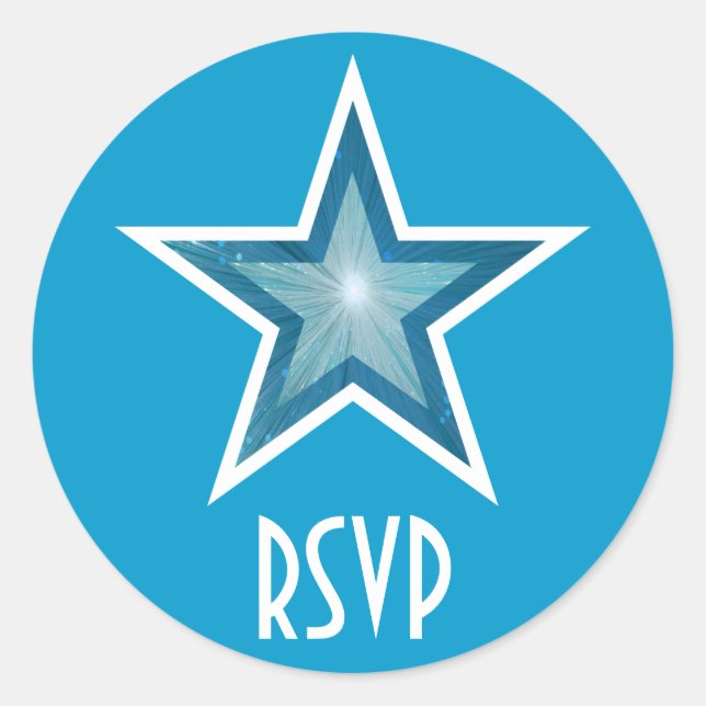 Blue Star RSVP round sticker blue (Front)