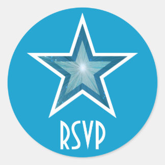 Blue Star RSVP round sticker blue