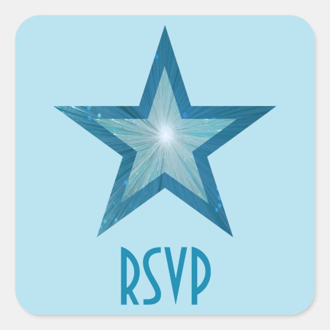 Blue Star RSVP square sticker pale blue (Front)