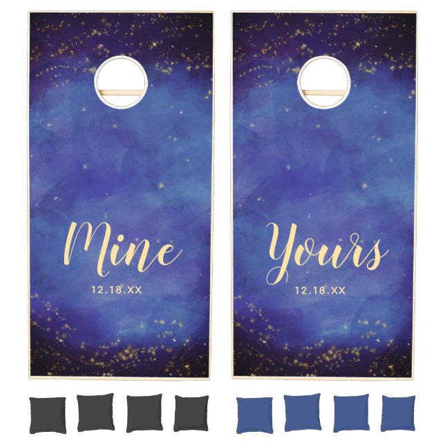 Blue Star Sky Celestial Wedding Mine & Yours Cornhole Set (Set)