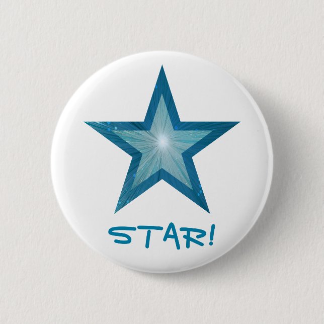 Blue Star 'STAR!' button white (Front)