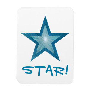 Blue Star 'STAR!' flexible magnet white