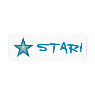 Blue Star "STAR!" label small white