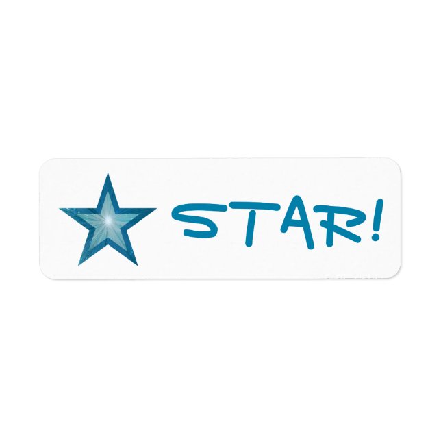 Blue Star "STAR!" label small white (Front)