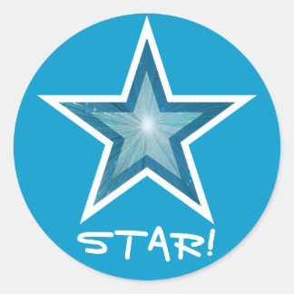 Blue Star 'STAR!' round sticker blue