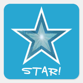 Blue Star 'STAR!' square sticker blue