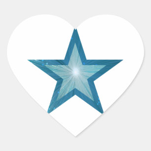 Blue Star sticker heart white