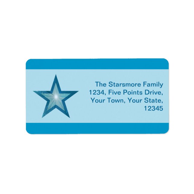 Blue Star stripe address label medium blue (Front)
