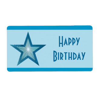 Blue Star stripe 'Happy Birthday' large blue Label