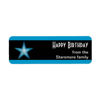 Blue Star stripe 'Happy Birthday' text black Label