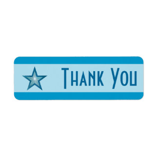 Blue Star stripe 'Thank you' small pale blue Label