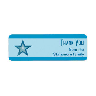 Blue Star stripe Thank You text small pale Label