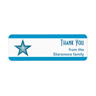 Blue Star stripe 'Thank You' text small white Label