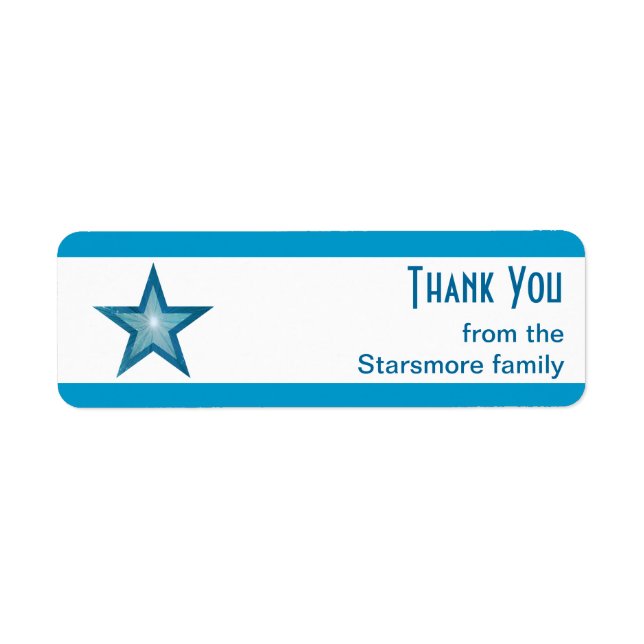 Blue Star stripe 'Thank You' text small white Label (Front)