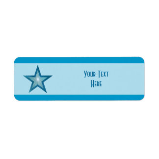 Blue Star stripe 'Your Text' pale blue Label