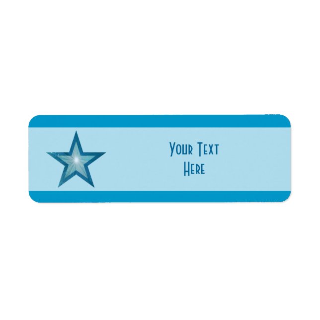 Blue Star stripe 'Your Text' pale blue Label (Front)