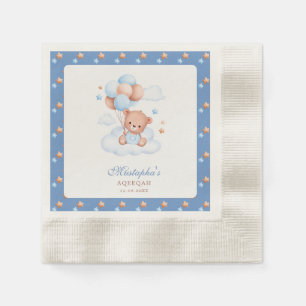 Blue Star Teddy Bear Aqeeqah Baby Boy Paper Napkin