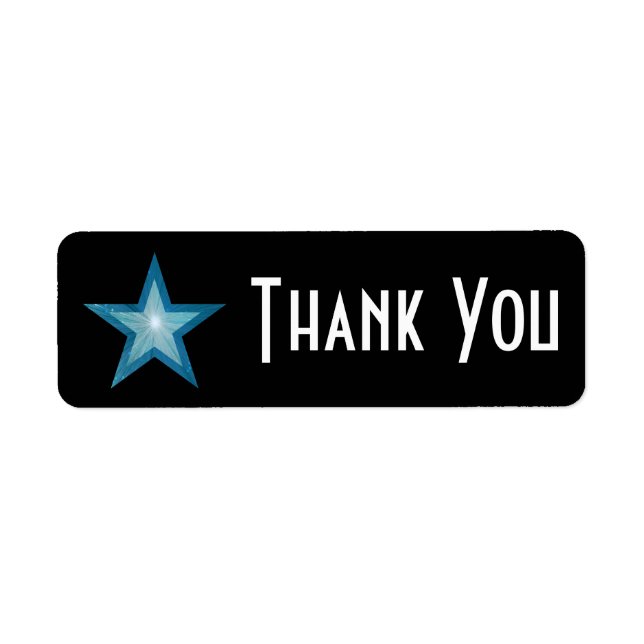 Blue Star 'Thank you' label small black (Front)