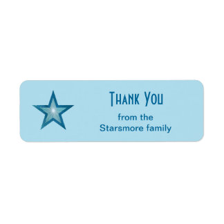 Blue Star 'Thank You' text small pale blue Label