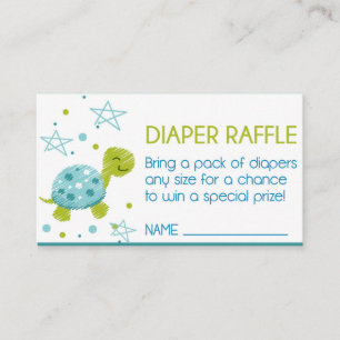 Blue Star Turtle Baby Shower Diaper Raffle Enclosure Card