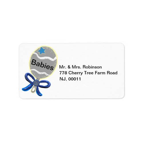 Blue Star Twins Baby Rattle Address Labels