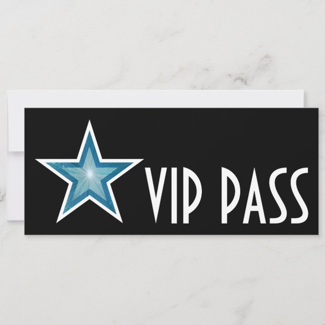 Blue Star 'VIP PASS' invitation black long (Front)