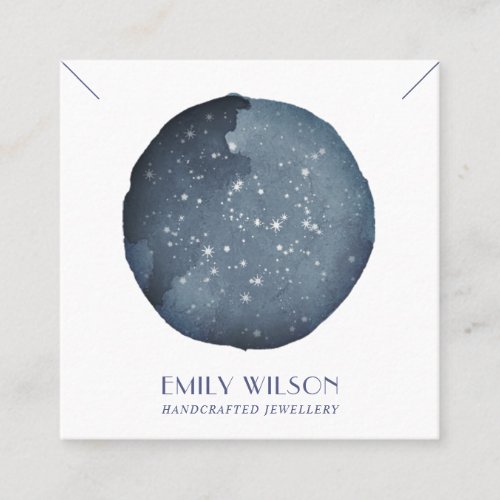 BLUE STAR WATERCOLOR CIRCLE STUD EARRING DISPLAY SQUARE BUSINESS CARD