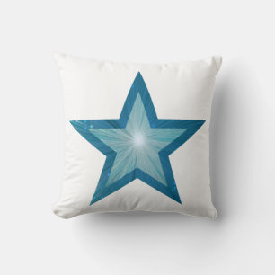 Blue Star White 'Text' throw pillow square