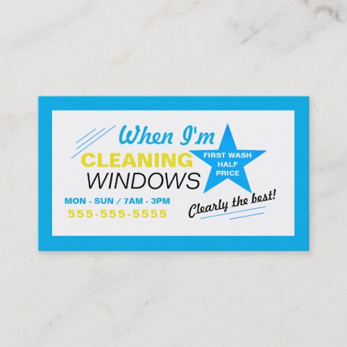 Blue Star Window Cleaner Cleaning Service Business Card