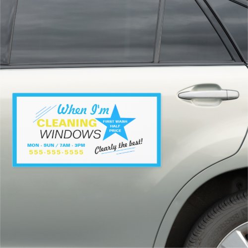 Blue Star Window Cleaner Cleaning Service Car Magnet