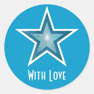 Blue Star 'With Love'' round sticker blue
