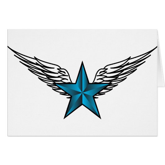 Blue Star with Wings Cards (Front Horizontal)