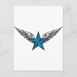 Blue Star with Wings Postcard