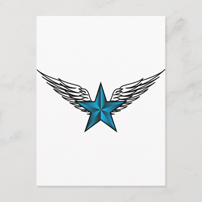 Blue Star with Wings Postcard (Front)