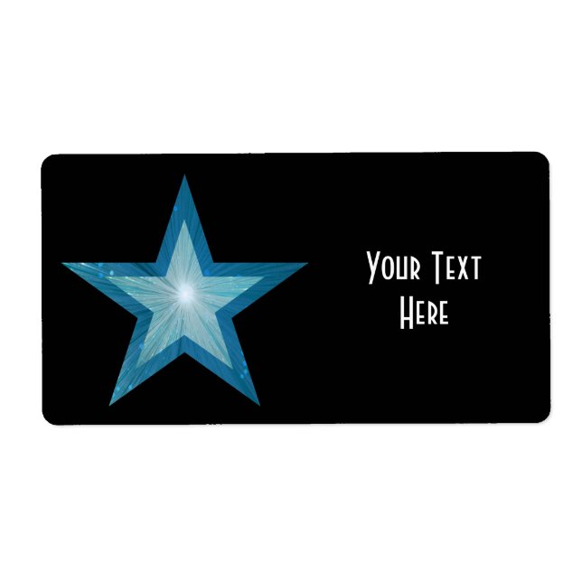 Blue Star 'Your Text' label large black (Front)