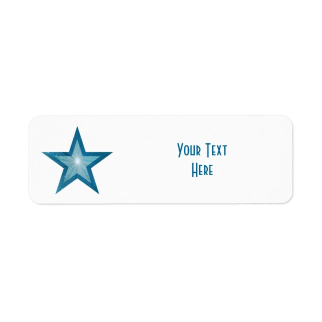 Blue Star 'Your Text' label small white (Front)