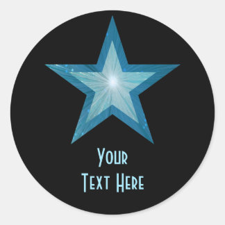 Blue Star 'Your Text' round sticker black