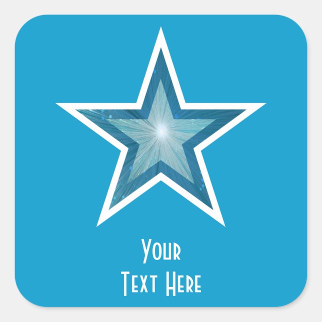 Blue Star 'Your Text' square sticker blue (Front)