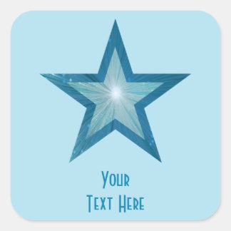 Blue Star 'Your Text' square sticker pale blue