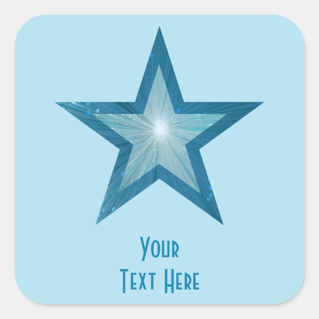 Blue Star 'Your Text' square sticker pale blue (Front)