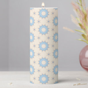 Blue Starburst Geometry Pillar Candle