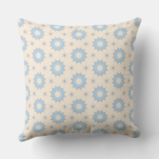 Blue Starburst Geometry Throw Pillow