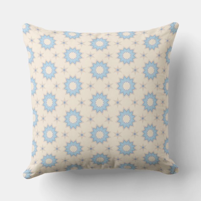 Blue Starburst Geometry Throw Pillow (Back)