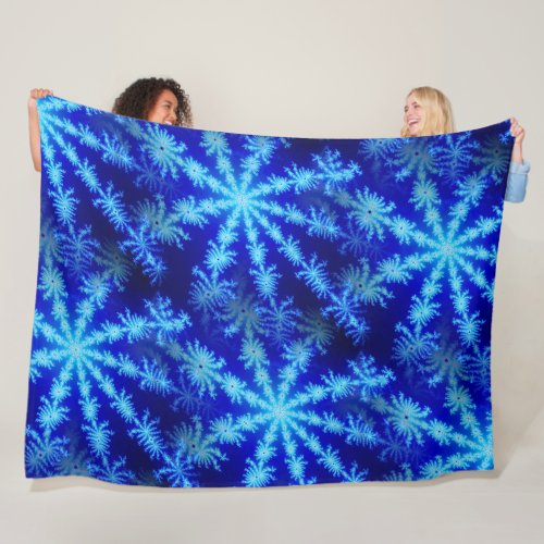 Blue Starburst Mandelbrot Psychedelic Fractal Fleece Blanket