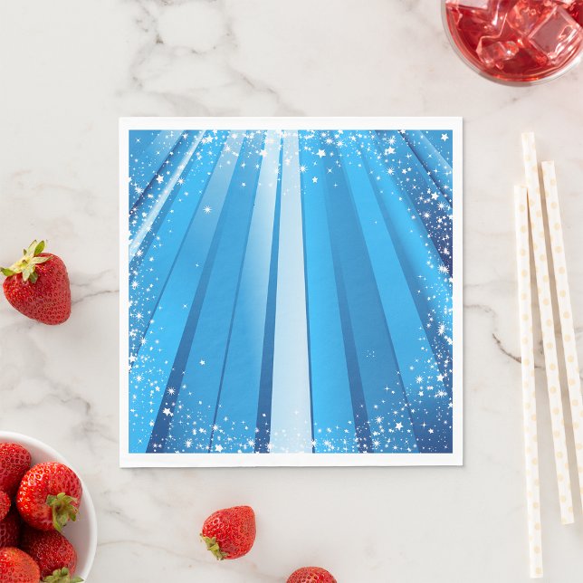 Blue Starburst Sparkle with Shining Light Rays Napkins (Creator Uploaded)