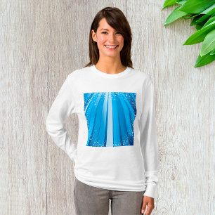 Blue Starburst Sparkle with Shining Light Rays T-Shirt